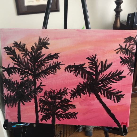 Acrylic Palmetto Sunset Painting - Picture 3 of 3